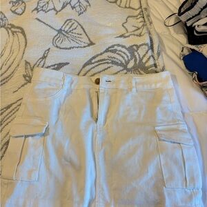 Em & Elle White Cargo Skirt